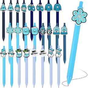 24 Pcs Christmas Penguin Pens Bulk 0.7mm Winter Ballpoint Pens Black Ink Penguin Retractable Pens Cute Cartoon Writing Pen for Xmas Holiday Party Gifts School Classroom Office Supplies