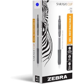 Zebra Pen Sarasa Clip Retractable Gel Pen, Bold Point, 1.0mm, Shiny Assorted Colors, 9-Pack