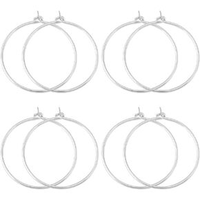 Beebeecraft 1 Box 8Pcs Beading Earring Hoops Sterling Silver Open Oval Round Wine Glass Charm Rings Earring Findings Supplies for Jewelry Making DIY Craft Kit