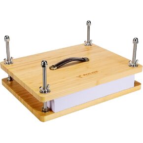 Book Press - 14.7x11.4" Large Size, Sustainable Wood Bookbinding Press, Portable Grip Handle & Anti-Slip Mat, Handmade Book Binding Tools for Craft Enthusiasts