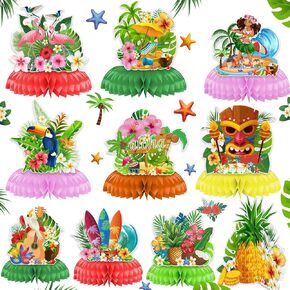 10 Pcs Luau Centerpieces for Tables, Luau Party Decorations Honeycomb Centerpieces, 3D Flamingo Table Decorations for Hawaiian Luau Party, Pool Party, Restaurant Decoration, Birthday Wedding Home
