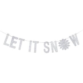 SUNBEAUTY Winter Wonderland Decorations Snowflake Garland Banner Winter Wonderland Snowflake Decorations for Happy Holidays Christmas Wedding Winter Wonderland 1st Birthday Party