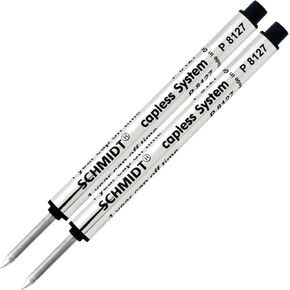SCHMIDT Retro 1951 Short Capless Rollerball Ink Refill Medium Tip, P8127, P8127 Short Black, 2-Pack Capless Roller Ball refills, fits Retro 51 Tornado Roller Ball Pens.
