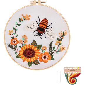Topapfo Embroidery Kit for Beginners, Stamped Patterned Cross Stitch Kits for Starters Adults Needlepoint Craft with Hand Embroidery Instructions Hoops Threads