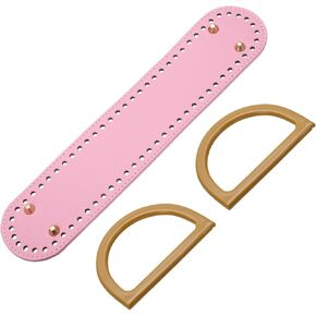 uxcell Bag Bases for Crochet, 12.6" x 2.7" Oval Bag Bottom Shaper with D-Shaped Handles, Crochet Base Purse Bottom for DIY Shoulder Bag Handbag Making Supplies Brown