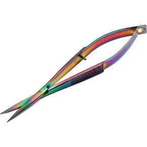 OdontoMed2011 4.5" Straight Stainless Steel Squeeze Scissors Multi Titanium Rainbow Color