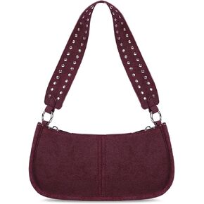 GETERUUV Red Shoulder Bag Y2k Purse for Women Trendy Leather Handbag 90s Clutch Purse Top Handle Satchel Retro Crossbody Bag