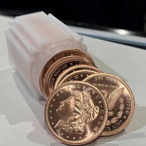 Full tube of 20 x 1 oz copper Morgan