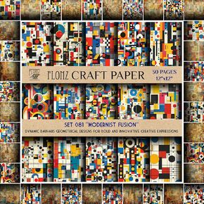 Scrapbook Paper (30 Pages 12"x12") Modernist Fusion: Dynamic Bauhaus Geometrical Designs for Bold and Innovative Creative Expressions FLONZ Vintage Styled Double Sided Paper Pad for Craft