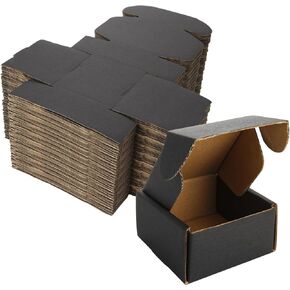 50 Pack 4x4x2'' Small Shipping Boxes, Black Corrugated Cardboard Mailing Box Packaging, Literature Mailer for Packing Jewelry Ornament Gift Craft Packaging Supplier