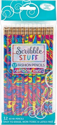 RoseArt Scribble Stuff Fashion Pencil Pack, Fun Blue Marble Edition, Unsharpened Back To School, 12 Count in Saudi Arabia