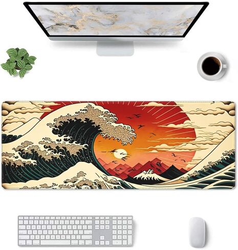 Beautiful Pink Clouds Art Gaming Mouse Pad XL, Large Non Slip Rubber Mousepad, Stitched Edges Mouse Pads, Long Extended Mouse Pad,31.5'' X 11.8'' in Saudi Arabia