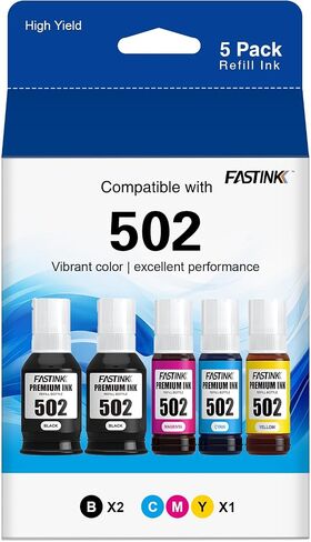 بديل زجاجة حبر أسود 502 متوافق مع Epson 502 للاستخدام مع EcoTank ET-4760 ET-2760 ET-2750 ET-3760 ET-3750 ET-4750 ET-2700 ET-3700 ET-15000 ET-3710 ET-2850 ET-3830 ET- طابعة 3850 in Saudi Arabia
