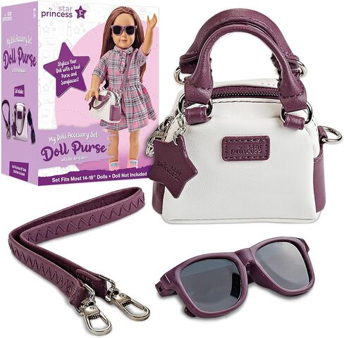 Doll Purse and Doll Sunglasses for 18-Inch Dolls - Doll Accessories Play Set for Kids Ages 3 4 5 6 7 8 9 10 11 12 - Excellent Addition to Her Cute Doll Collection - Great Gift for Girls and Toddlers in Saudi Arabia