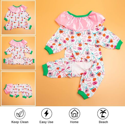 LovinPet Large Dogs Clothes, Large Dog Pajamas, Anti Licking Dog Recovery Suit, Lightweight Fashion Hill Flowers Red, Pink, Green Prints Dog Clothing, UV Protection, Easy Wearing Dog Jumpsuit XXL in Saudi Arabia