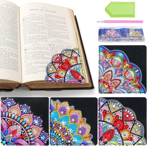 Fennoral 4 قطع الماس المرجعية مجموعات للبالغين والأطفال الماس الزاوية الإشارات المرجعية DIY المرجعية الماس الفن مجموعات لهدايا عيد ميلاد المنزل مكتب المدرسة القراءة الحرفية in Kuwait