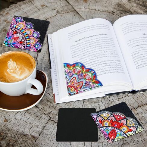 Fennoral 4 قطع الماس المرجعية مجموعات للبالغين والأطفال الماس الزاوية الإشارات المرجعية DIY المرجعية الماس الفن مجموعات لهدايا عيد ميلاد المنزل مكتب المدرسة القراءة الحرفية in Kuwait