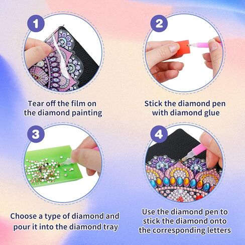 Fennoral 4 قطع الماس المرجعية مجموعات للبالغين والأطفال الماس الزاوية الإشارات المرجعية DIY المرجعية الماس الفن مجموعات لهدايا عيد ميلاد المنزل مكتب المدرسة القراءة الحرفية in Kuwait