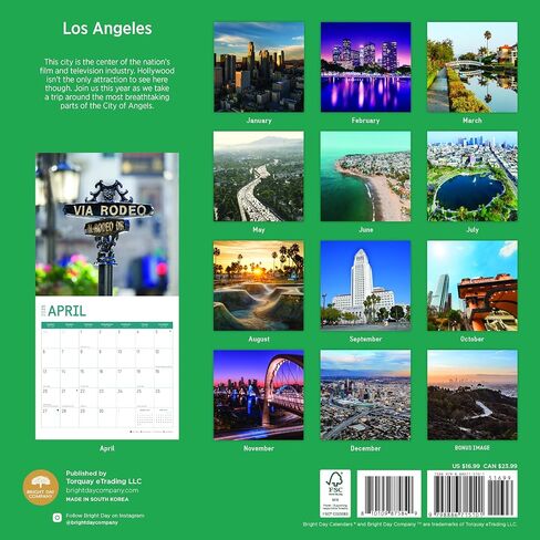 2025 Los Angeles Monthly Wall Calendar by Bright Day, 12 x 12 Inch Hollywood in Saudi Arabia
