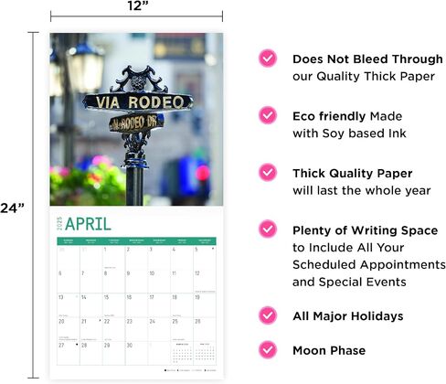2025 Los Angeles Monthly Wall Calendar by Bright Day, 12 x 12 Inch Hollywood in Saudi Arabia