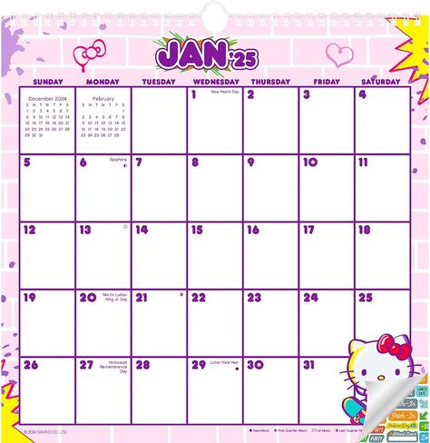تقويم Hello Kitty & Friends 2025 - تقويم حائط حلزوني فاخر 2025 Hello Kitty يتميز بحزمة Kuromi & My Melody مع أكثر من 100 ملصق تذكير بالتقويم (هدايا Hello Kitty، لوازم المكتب) in Saudi Arabia