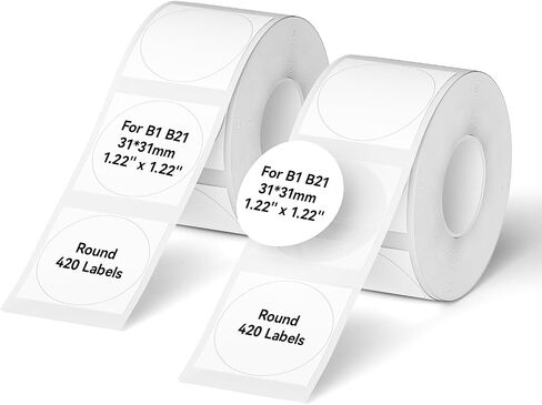 NIIMBOT Thermal Label Maker Paper 50×50 mm Round White 2Packs for B1 Label Maker in Saudi Arabia