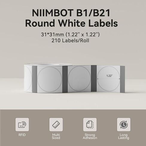 NIIMBOT Thermal Label Maker Paper 50×50 mm Round White 2Packs for B1 Label Maker in Saudi Arabia