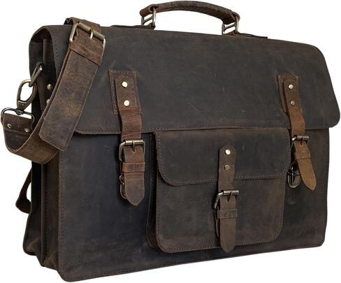 Vintage Laptop Messenger Bag Retro Brown Stylish Office Briefcase & Crossbody Travel Companion for Men and Women in Kuwait