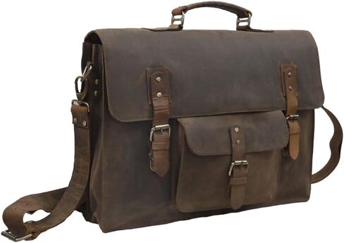 Vintage Laptop Messenger Bag Retro Brown Stylish Office Briefcase & Crossbody Travel Companion for Men and Women in Kuwait