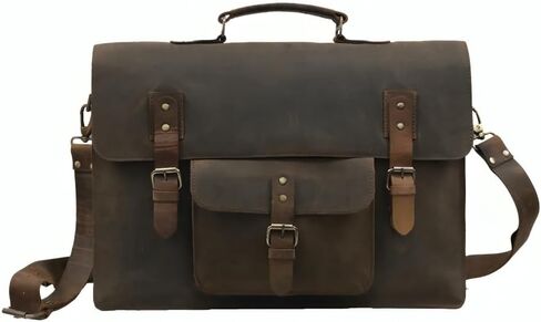 Vintage Laptop Messenger Bag Retro Brown Stylish Office Briefcase & Crossbody Travel Companion for Men and Women in Kuwait
