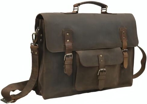 Vintage Laptop Messenger Bag Retro Brown Stylish Office Briefcase & Crossbody Travel Companion for Men and Women in Kuwait