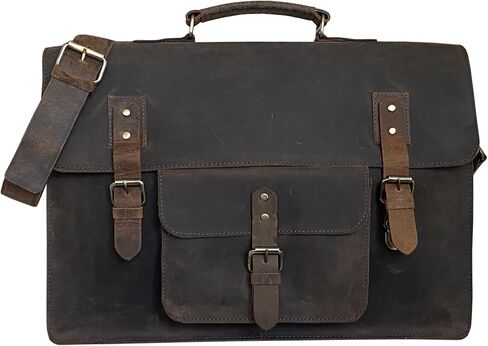 Vintage Laptop Messenger Bag Retro Brown Stylish Office Briefcase & Crossbody Travel Companion for Men and Women in Kuwait