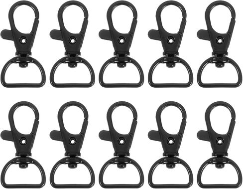 uxcell 20Pcs Swivel Clasps, 0.63 Inch D Ring Lobster Clasp Claw Metal Push Gate Snap Hook for Purse Making Keychain Belt Strap, Black in Saudi Arabia