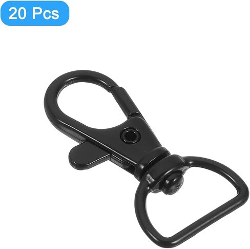 uxcell 20Pcs Swivel Clasps, 0.63 Inch D Ring Lobster Clasp Claw Metal Push Gate Snap Hook for Purse Making Keychain Belt Strap, Black in Saudi Arabia