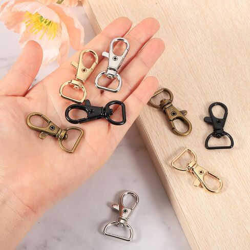 uxcell 20Pcs Swivel Clasps, 0.63 Inch D Ring Lobster Clasp Claw Metal Push Gate Snap Hook for Purse Making Keychain Belt Strap, Black in Saudi Arabia
