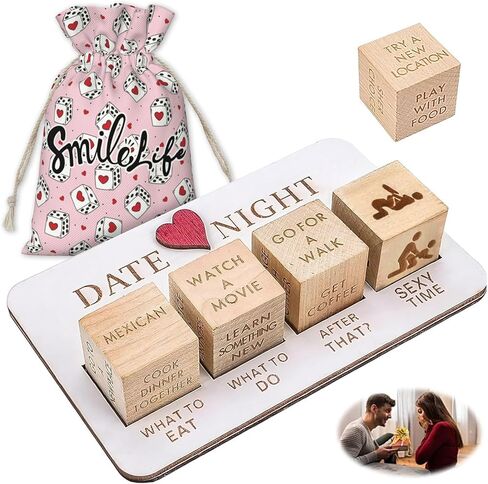 2024 تاريخ جديد ليلة النرد زوجين الحب النرد الغذاء قرار النرد هدايا عيد الحب لصديقها صديقة (6 قطعة) in Kuwait