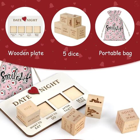 2024 تاريخ جديد ليلة النرد زوجين الحب النرد الغذاء قرار النرد هدايا عيد الحب لصديقها صديقة (6 قطعة) in Kuwait