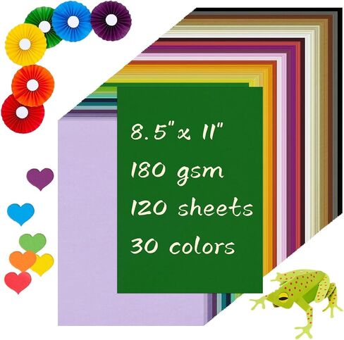Card Stock Paper 120 Sheets, 180gsm/65lb Colored Construction Paper 8.5 x 11, A4 Printer Paper, for Scrapbook Printing School Office Origami Crafts Making in Saudi Arabia