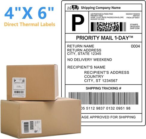 ملصقات حرارية مباشرة Fanfold 4x6، ملصقات شحن حرارية مثقوبة، درجة تجارية، للطابعة الحرارية، أزرق فاتح 500 ملصق/كومة، 1 كومة in Kuwait