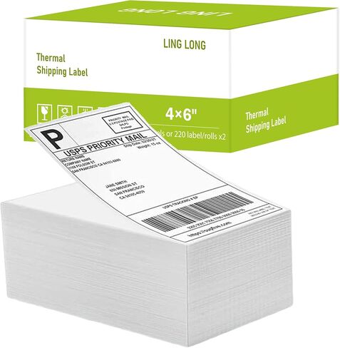 ملصقات حرارية مباشرة Fanfold 4x6، ملصقات شحن حرارية مثقوبة، درجة تجارية، للطابعة الحرارية، أزرق فاتح 500 ملصق/كومة، 1 كومة in Kuwait