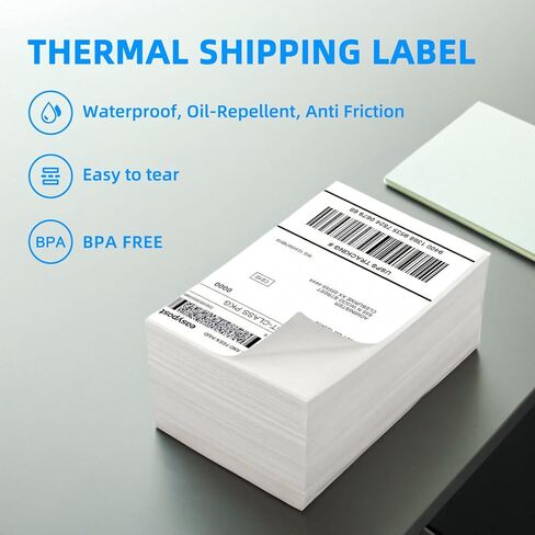ملصقات حرارية مباشرة Fanfold 4x6، ملصقات شحن حرارية مثقوبة، درجة تجارية، للطابعة الحرارية، أزرق فاتح 500 ملصق/كومة، 1 كومة in Kuwait