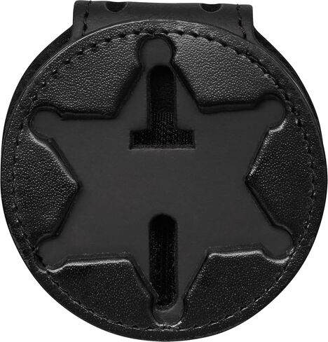 Perfect Fit Badge Holder 6 Point Star NY County Sheriff Badge Belt Clip and Neck Chain Black Leather (Cutout 46) in Kuwait