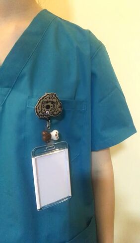 Doodle Dog Puppy Retractable Name Card Badge Holder Reel with Alligator Clip, 24 inches Thick Pull Cord (Golden) in Saudi Arabia