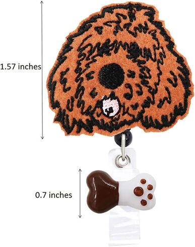 Doodle Dog Puppy Retractable Name Card Badge Holder Reel with Alligator Clip, 24 inches Thick Pull Cord (Golden) in Saudi Arabia