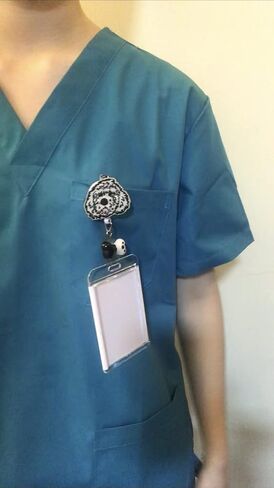 Doodle Dog Puppy Retractable Name Card Badge Holder Reel with Alligator Clip, 24 inches Thick Pull Cord (Golden) in Saudi Arabia