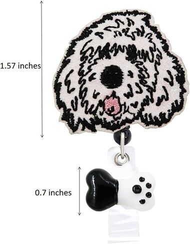 Doodle Dog Puppy Retractable Name Card Badge Holder Reel with Alligator Clip, 24 inches Thick Pull Cord (Golden) in Saudi Arabia