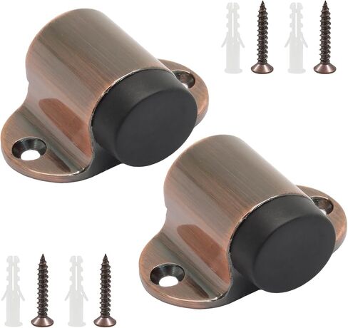 1.02 Inch / 26mm Heavy Duty Floor Door Stopper, Floor Mount Door Stop with Silent Rubber Bumper, Stainless Steel Antique Copper Brushed Finish - Pack of 2 in Saudi Arabia
