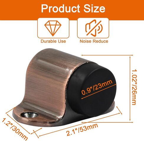1.02 Inch / 26mm Heavy Duty Floor Door Stopper, Floor Mount Door Stop with Silent Rubber Bumper, Stainless Steel Antique Copper Brushed Finish - Pack of 2 in Saudi Arabia