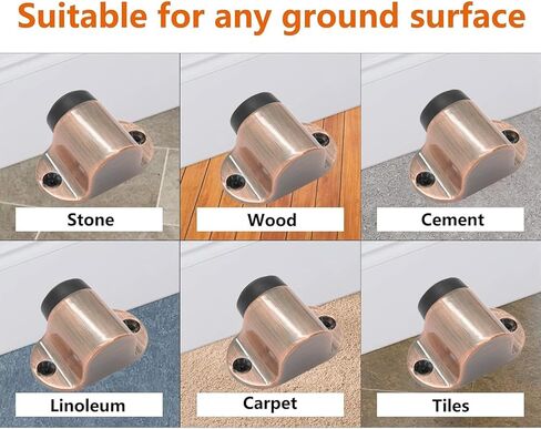 1.02 Inch / 26mm Heavy Duty Floor Door Stopper, Floor Mount Door Stop with Silent Rubber Bumper, Stainless Steel Antique Copper Brushed Finish - Pack of 2 in Saudi Arabia