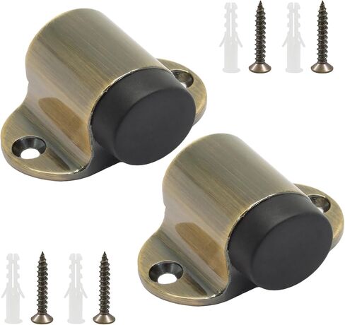 1.02 Inch / 26mm Heavy Duty Floor Door Stopper, Floor Mount Door Stop with Silent Rubber Bumper, Stainless Steel Antique Copper Brushed Finish - Pack of 2 in Saudi Arabia